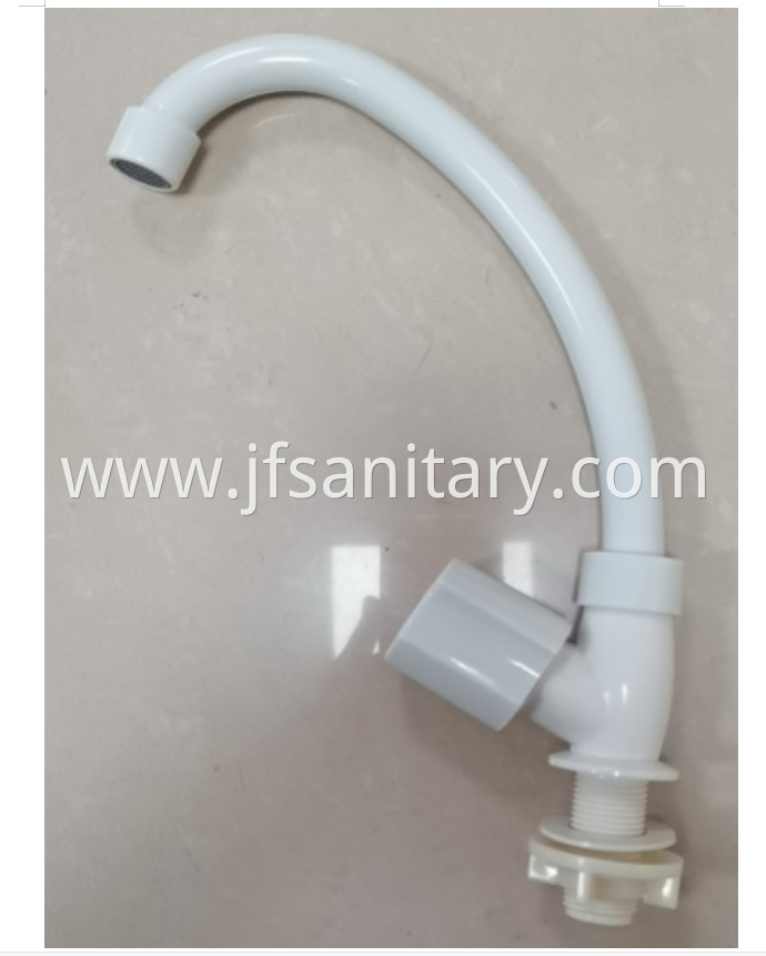 Long Gooseneck Swivel Faucet Abs White Sink Tap